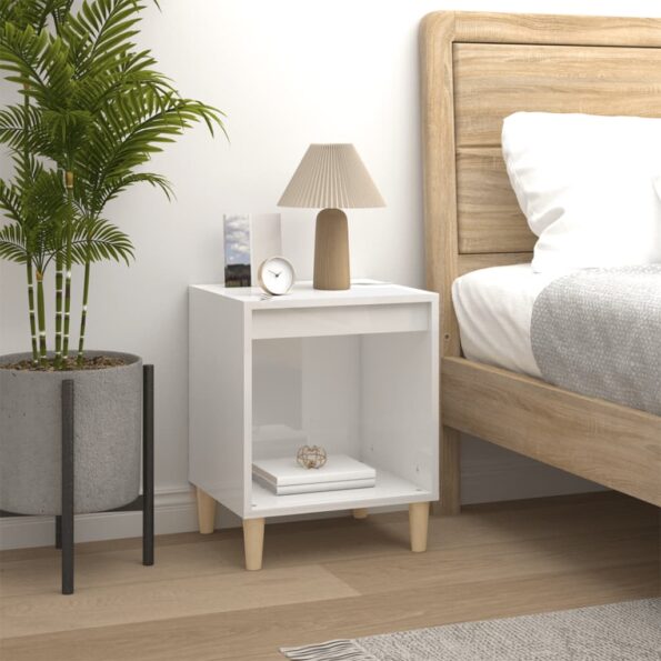 vidaXL Nočné stolíky 2 ks lesklé biele 40x35x50 cm – Obrázok 3