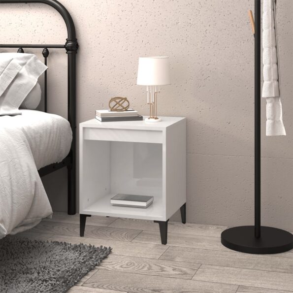vidaXL Nočný stolík lesklý biely 40x35x50 cm – Obrázok 3