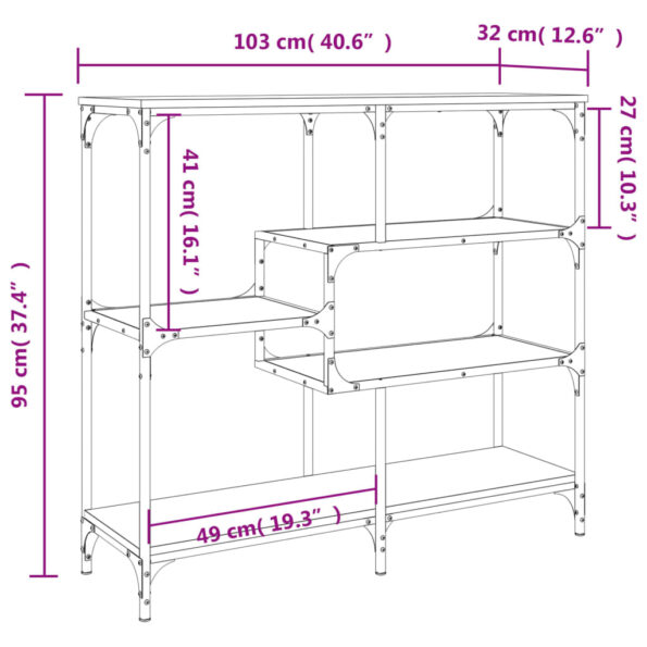 vidaXL Konzolový stolík čierny 103x32x95 cm kompozitné drevo – Obrázok 9