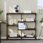 vidaXL Konzolový stolík dymový dub 103x32x95 cm kompozitné drevo