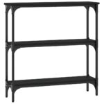 vidaXL Konzolový stolík čierny 75x22,5x75 cm kompozitné drevo – Obrázok 6