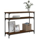 vidaXL Konzolový stolík hnedý dub 100x29x75 cm kompozitné drevo – Obrázok 3