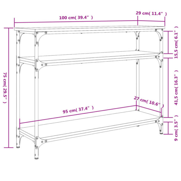 vidaXL Konzolový stolík hnedý dub 100x29x75 cm kompozitné drevo – Obrázok 9