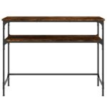 vidaXL Konzolový stolík dymový dub 100x35,5x75 cm kompozitné drevo – Obrázok 4