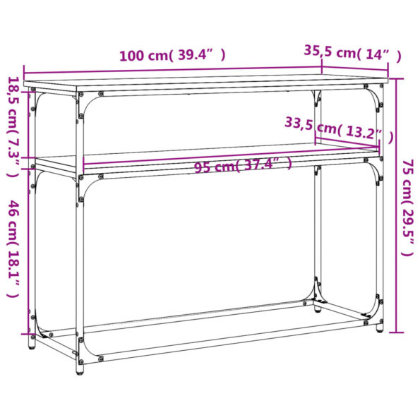 vidaXL Konzolový stolík hnedý dub 100x35,5x75 cm kompozitné drevo – Obrázok 9