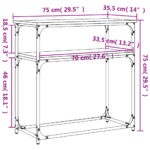 vidaXL Konzolový stolík čierny 75x35,5x75 cm kompozitné drevo – Obrázok 9