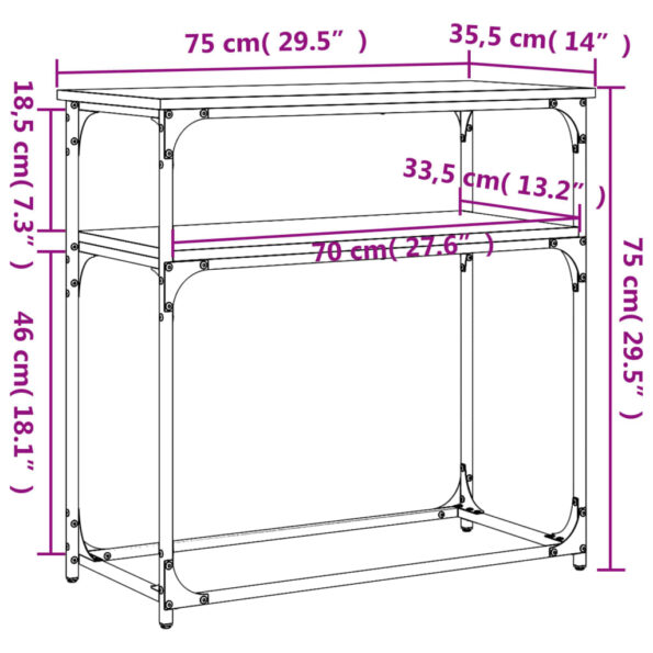 vidaXL Konzolový stolík čierny 75x35,5x75 cm kompozitné drevo – Obrázok 9