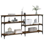 vidaXL Konzolový stolík dymový dub 160x29x75 cm kompozitné drevo – Obrázok 3