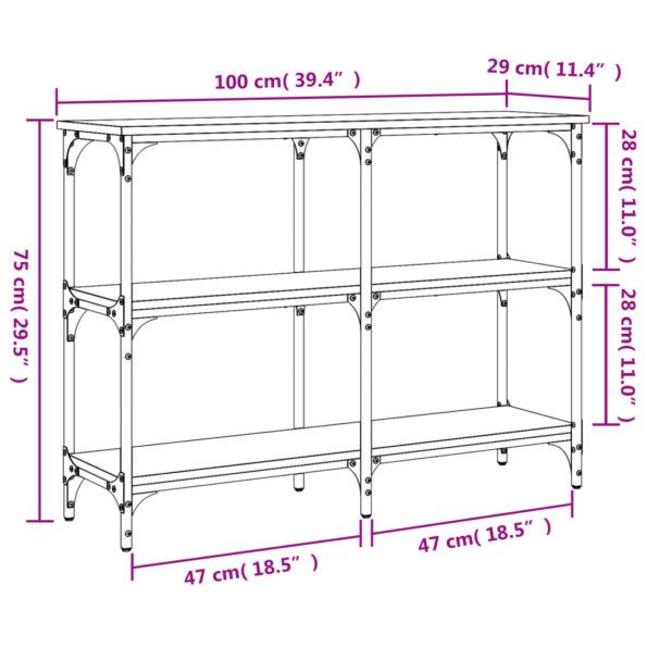 vidaXL Konzolový stolík dymový dub 100x29x75 cm kompozitné drevo – Obrázok 9