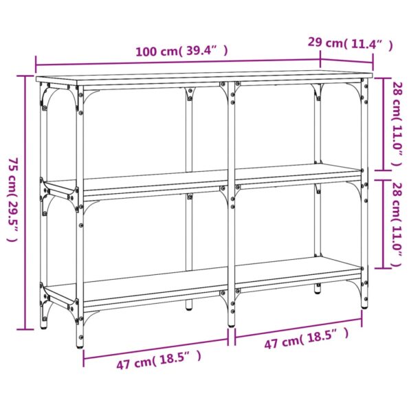 vidaXL Konzolový stolík hnedý dub 100x29x75 cm kompozitné drevo – Obrázok 9