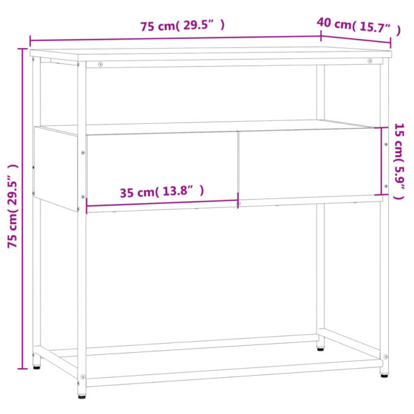 vidaXL Konzolový stolík hnedý dub 75x40x75 cm kompozitné drevo – Obrázok 11