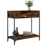 vidaXL Konzolový stolík dymový dub 75 x 34,5 x 75 cm kompozitné drevo – Obrázok 4