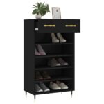 vidaXL Botník čierny 60x35x105 cm kompozitné drevo – Obrázok 4