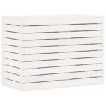 vidaXL Kôš na bielizeň biely 88,5x44x66 cm masívna borovica – Obrázok 2