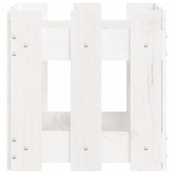 vidaXL Záhradný kvetináč s dizajnom plotu biely 30x30x30 cm borovica – Obrázok 6