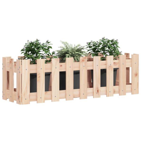 vidaXL Záhradný vyvýšený záhon s dizajnom plotu 100x30x30 cm borovica – Obrázok 3