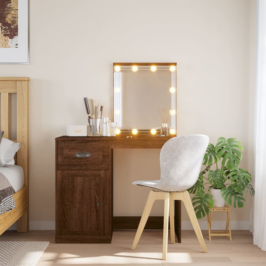 VXL8720845437770_m_en_hd_1.jpg vidaXL Toaletný stolík s LED svetlami hnedý dub 90x42x132,5 cm – Obrázok 1