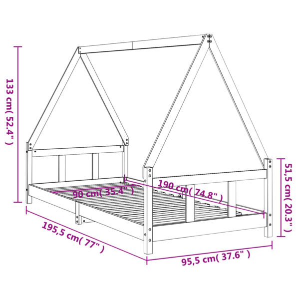 vidaXL Rám detskej postele 90x190 cm masívna borovica – Obrázok 9