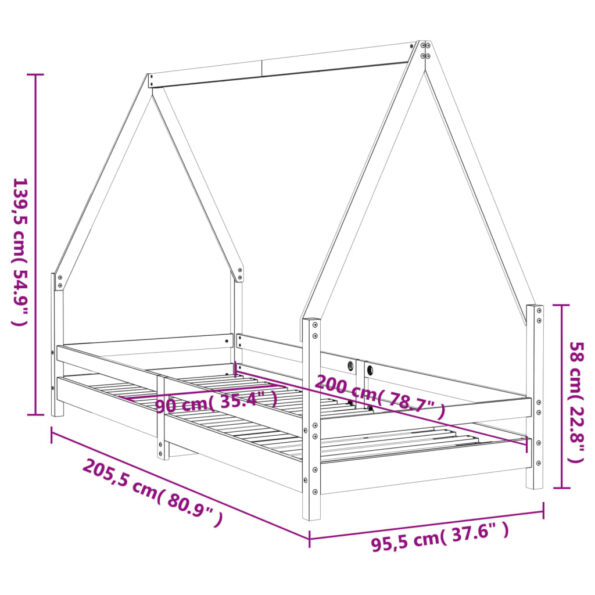 vidaXL Rám detskej postele 90x200 cm masívna borovica – Obrázok 9