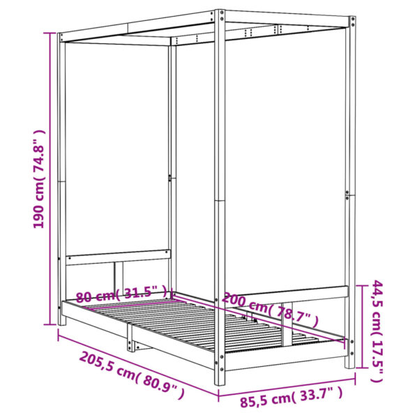 vidaXL Rám detskej postele 80x200 cm masívna borovica – Obrázok 9
