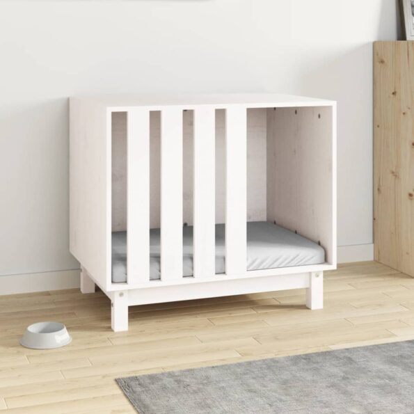 vidaXL Psia búda biela 70x50x62 cm borovicový masív – Obrázok 3