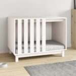 vidaXL Psia búda biela 90x60x67 cm borovicový masív – Obrázok 3