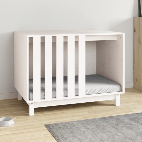 vidaXL Psia búda biela 90x60x67 cm borovicový masív – Obrázok 3