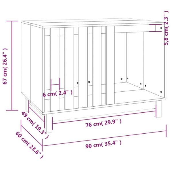 vidaXL Psia búda biela 90x60x67 cm borovicový masív – Obrázok 8