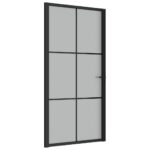 vidaXL Vnútorné dvere 102,5x201,5 cm čierne matné sklo a hliník – Obrázok 2