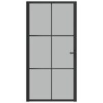 vidaXL Vnútorné dvere 102,5x201,5 cm čierne matné sklo a hliník – Obrázok 3