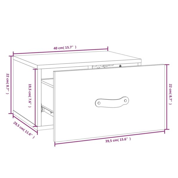 vidaXL Nástenný nočný stolík biely 40x29,5x22 cm – Obrázok 9