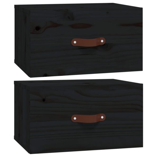 vidaXL Nástenné nočné stolíky 2 ks čierne 40x29,5x22 cm – Obrázok 2