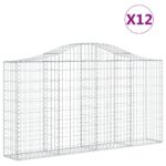 vidaXL Oblúkové gabiónové koše 12 ks 200x30x100/120cm pozinkov. železo – Obrázok 2