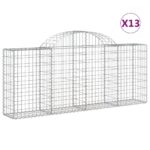 vidaXL Oblúkové gabionové koše 13ks 200x30x80/100cm pozinkované železo – Obrázok 2