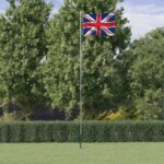 vidaXL Vlajka Veľkej Británie a tyč 6,08 m hliník