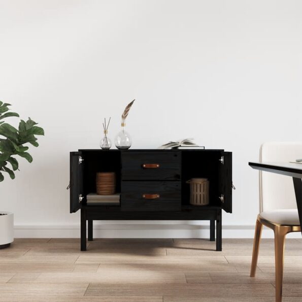 vidaXL Komoda čierna 110x40x78 cm borovicový masív – Obrázok 3