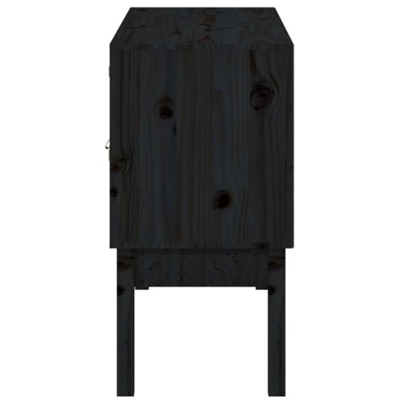 vidaXL Komoda čierna 110x40x78 cm borovicový masív – Obrázok 7