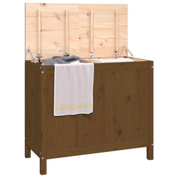 vidaXL Kôš na bielizeň medovohnedý 88,5x44x76 cm masívna borovica – Obrázok 4
