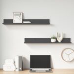 vidaXL Nástenné skrinky 2 ks sivé 80x11x9 cm masívna borovica – Obrázok 5
