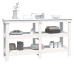vidaXL Pracovná lavica biela 142,5x50x80 cm masívna borovica – Obrázok 4