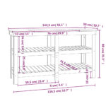 vidaXL Pracovná lavica biela 142,5x50x80 cm masívna borovica – Obrázok 8