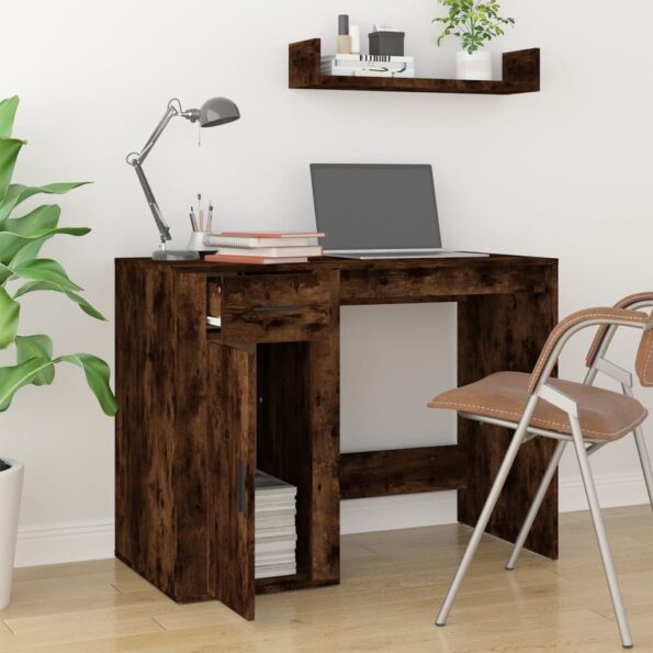vidaXL Stôl dymový dub 100x49x75 cm spracované drevo – Obrázok 3