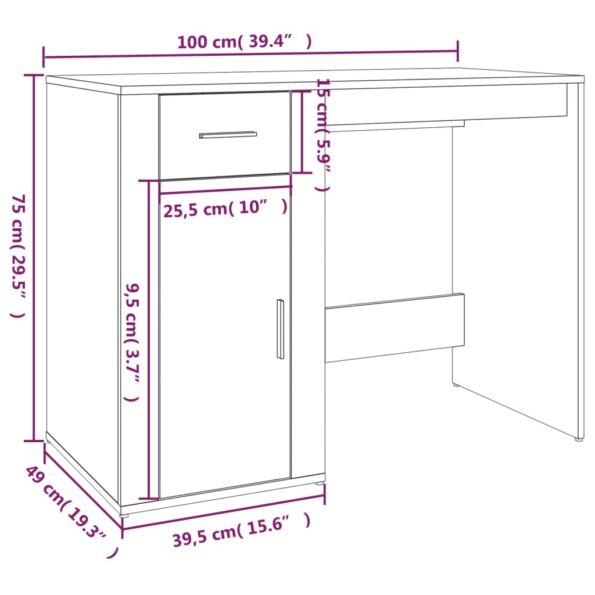 vidaXL Stôl dymový dub 100x49x75 cm spracované drevo – Obrázok 11