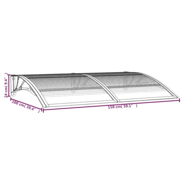 vidaXL Vchodová strieška čierna 150x100 cm polykarbonát – Obrázok 6