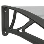 vidaXL Vchodová strieška čierna 350x100 cm polykarbonát – Obrázok 5