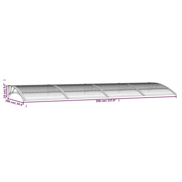 vidaXL Vchodová strieška čierna 350x100 cm polykarbonát – Obrázok 6