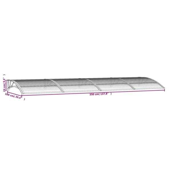vidaXL Strieška na dvere čierna 350x100 cm polykarbonát – Obrázok 6