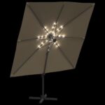 vidaXL LED konzolový slnečník sivohnedý 400x300 cm – Obrázok 4