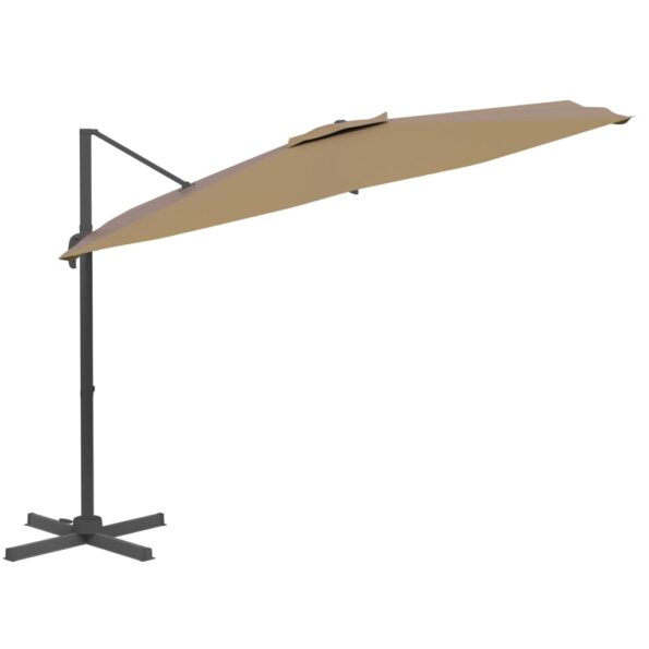 vidaXL LED konzolový slnečník sivohnedý 400x300 cm – Obrázok 5