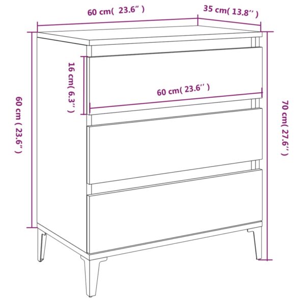 vidaXL Komoda dymový dub 60x35x70 cm spracované drevo – Obrázok 9